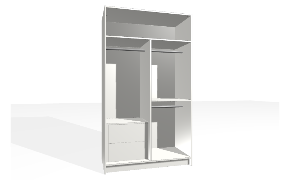 Spinta su fiksuota lentyna ir vertikalia pertvara. Korpusas yra su nuleistais šonais. Viršutinėje dalyje tuščia. Kairiojoje pusėje stalčių blokas (vidiniai stalčiai su guoliniais bėgeliais) ir viengubu pakabinim...
