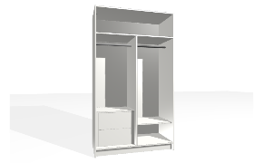 Spinta su fiksuota lentyna ir vertikalia pertvara. Korpusas yra su nuleistais šonais. Viršutinėje dalyje tuščia. Kairiojoje pusėje stalčių blokas (vidiniai stalčiai su guoliniais bėgeliais) ir viengubu pakabinim...