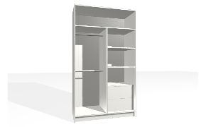 Spinta su fiksuota lentyna ir vertikalia pertvara. Korpusas yra su nuleistais šonais. Viršutinėje dalyje tuščia. Kairiojoje pusėje dvigubas pakabinimo bėgelis (reguliuojamas apatinis bėgelis). Dešiniojoje pusėje...