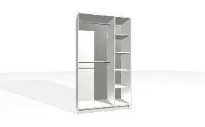 Spinta su vertikalia pertvara. Korpusas yra su nuleistais šonais. Kairiojoje pusėje dvigubas pakabinimo bėgelis (reguliuojamas apatinis bėgelis). Dešiniojoje pusėje reguliuojamos lentynos.