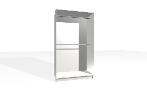 Spinta su viena dalimi. Korpusas yra su nuleistais šonais. Viduje yra dvigubas pakabinimo bėgelis (reguliuojamas apatinis bėgelis).