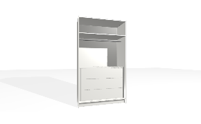 Spinta su viena dalimi. Korpusas yra su nuleistais šonais. Viduje yra apatinė dalis su stalčių bloku (vidiniai stalčiai su guoliniais bėgeliais) ir viršuje įrengta fiksuota lentyna su...