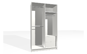 Spinta su vertikalia pertvara. Korpusas yra su nuleistais šonais. Kairiojoje pusėje dvigubas pakabinimo bėgelis (reguliuojamas apatinis bėgelis). Dešiniojoje pusėje apatinė dalis su stalčių b...