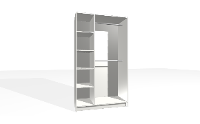 Spinta su vertikalia pertvara. Korpusas yra su nuleistais šonais. Kairiojoje pusėje reguliuojamos lentynos. Dešiniojoje pusėje dvigubas pakabinimo bėgelis (reguliuojamas apatinis bėgelis).