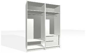 2 Module Wardrobes for Bedroom – Customizable Storage Solutions. Module 1: custom wardrobe. The carcass is with lowered sides. The interior includes single section. The interior includes single hanging rail with fixed shelf a...