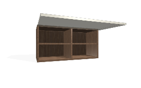 Virtuvės sieninė spintelė su pertvara ir fiksuotomis lentynomis. 