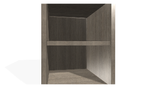 Virtuvės sieninė spintelė su reguliuojamomis lentynomis. 