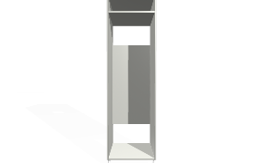 Virtuvės šaldytuvo spintelė su padalintomis durimis. 