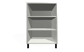 Virtuvės pastatoma spintelė su reguliuojamomis lentynomis. 