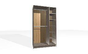 Spinta su vertikalia pertvara. Korpusas yra b500_n. Viduje yra pasirinktinės padėties vertikali pertvara. Kairiojoje pusėje dvigubas pakabinimo bėgelis (reguliuojamas apatinis bėgelis). Dešin...