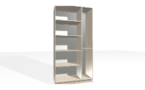 Spinta su vertikalia pertvara. Korpusas yra b500_n. Viduje yra pasirinktinės padėties vertikali pertvara. Kairiojoje pusėje reguliuojamos lentynos. Dešiniojoje pusėje dvigubas pakabinimo bėge...