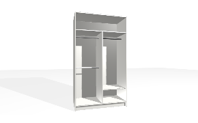 Spinta su fiksuota lentyna ir vertikalia pertvara. Korpusas yra su nuleistais šonais. Viršutinėje dalyje tuščia. Kairiojoje pusėje dvigubas pakabinimo bėgelis (reguliuojamas apatinis bėgelis). Dešiniojoje pusėje...