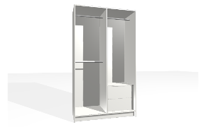 Spinta su vertikalia pertvara. Korpusas yra su nuleistais šonais. Kairiojoje pusėje dvigubas pakabinimo bėgelis (reguliuojamas apatinis bėgelis). Dešiniojoje pusėje stalčių blokas (vidiniai s...